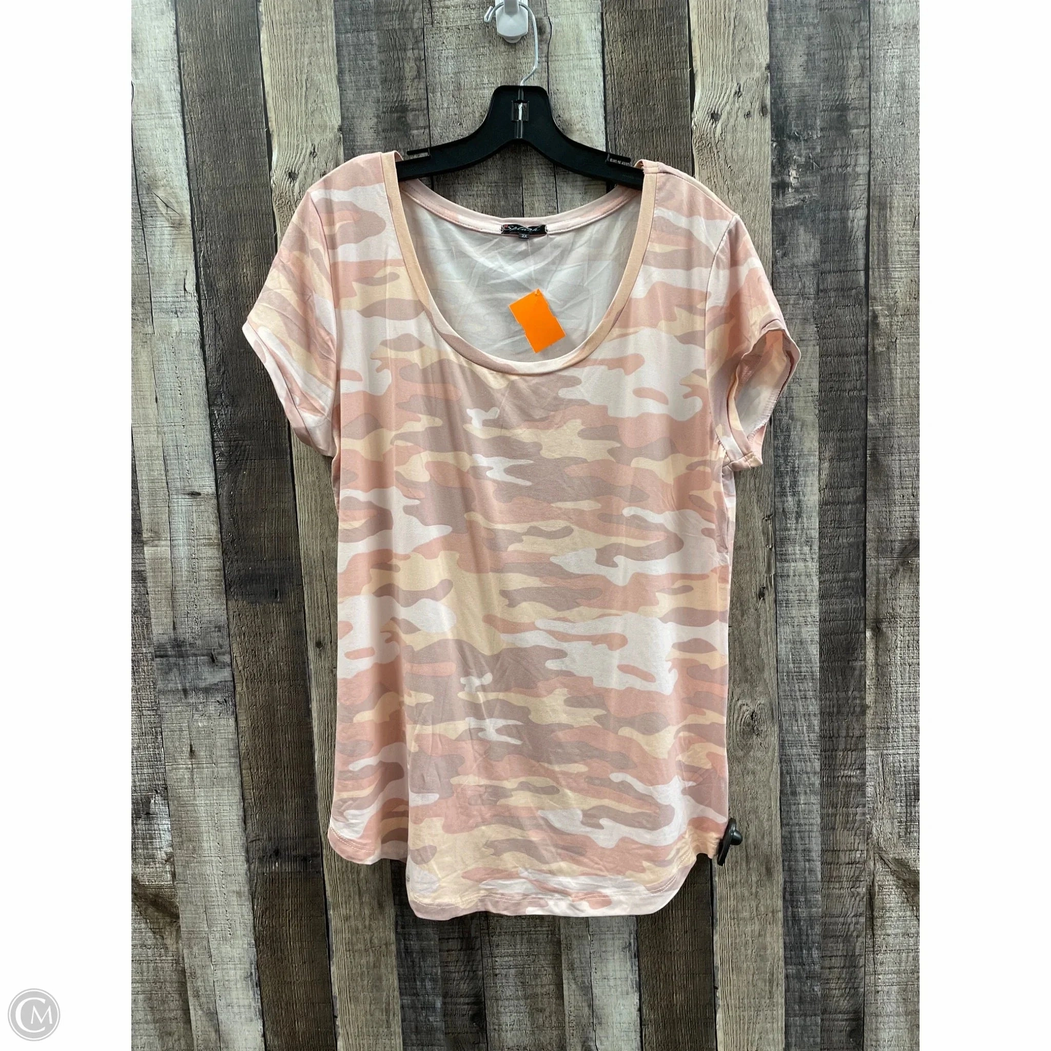 Top Short Sleeve By Cme In Camouflage Print, Size: 2x Cozy and Fashionable Cozy Layer Fit
