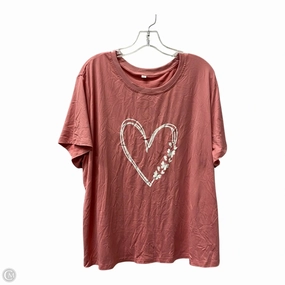 Durable Ribbed Hem Top Short Sleeve By Cme In Pink, Size: 4x