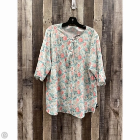 All-Weather Wear Double Stitched Seams Top Short Sleeve By Cmf In Floral Print, Size: 3x