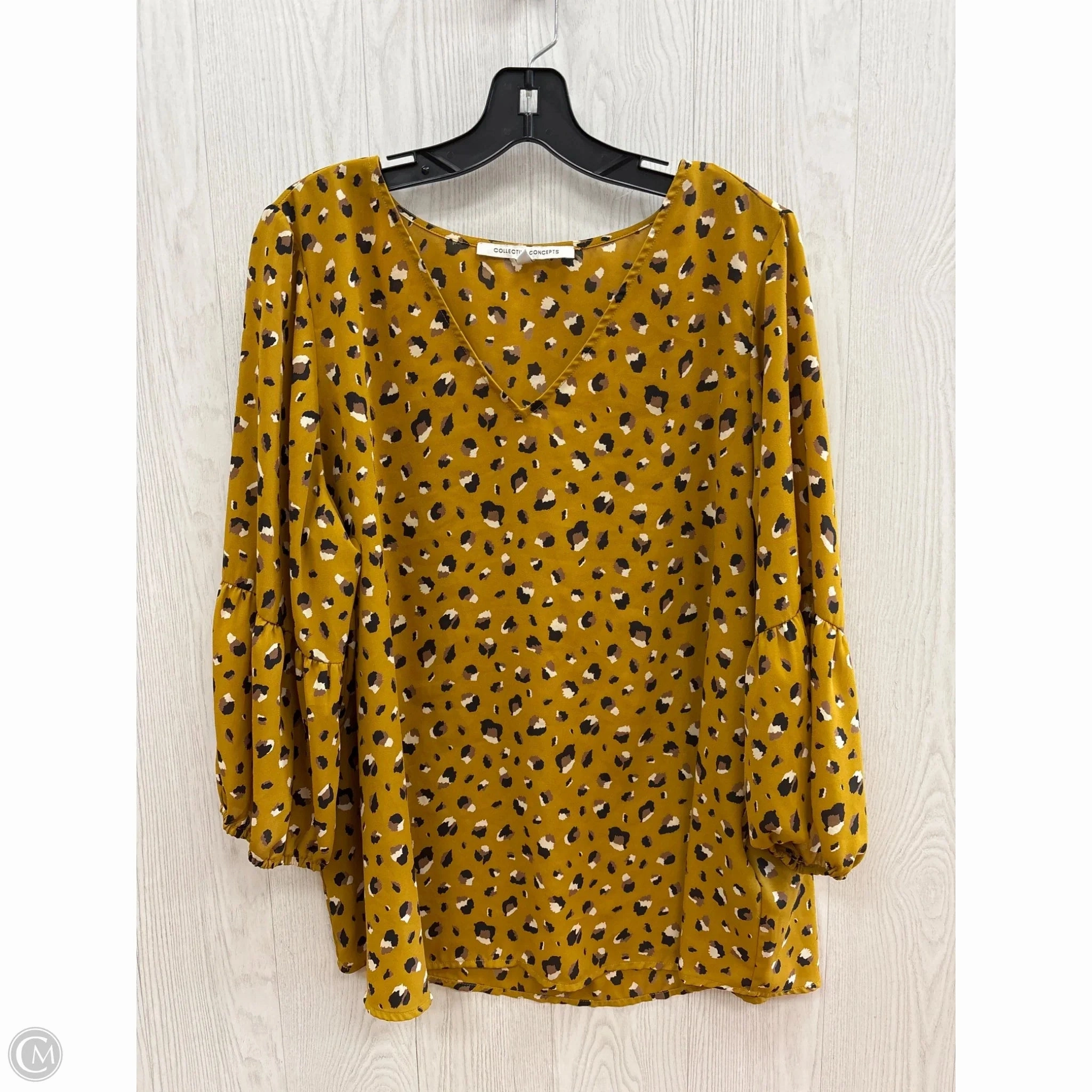 TemperatureRegulating Athletic and Cool Top Short Sleeve By Collective Concepts In Yellow, Size: 1x