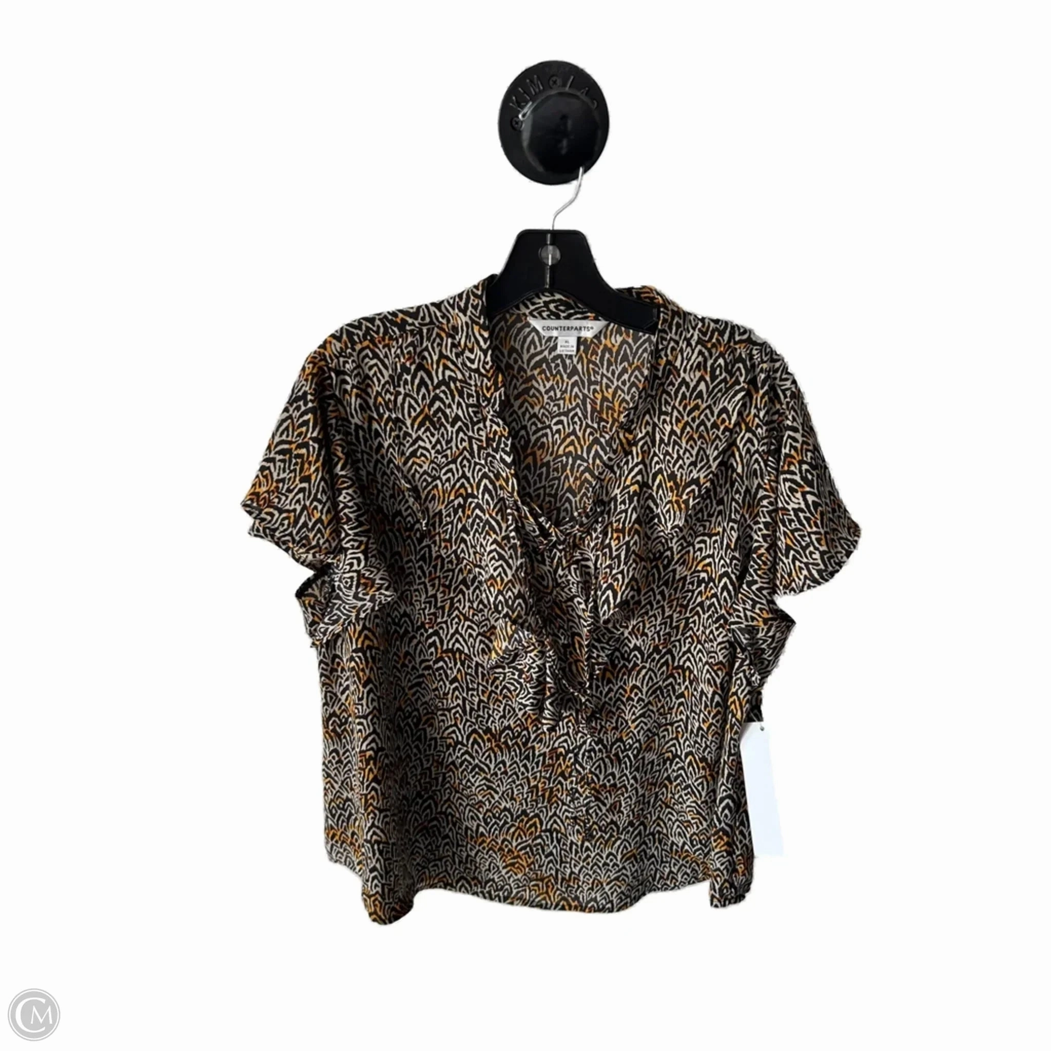 OekoTexCertified Quick Dry Wear Top Short Sleeve By Counterparts In Black & Cream, Size: Xl