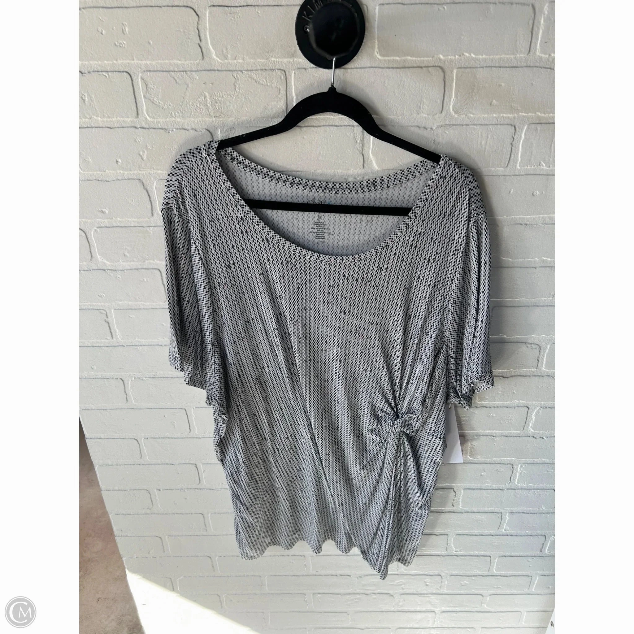 Top Short Sleeve By Croft And Barrow In Black & Grey, Size: 3x Simple Layer Lightweight Fabric