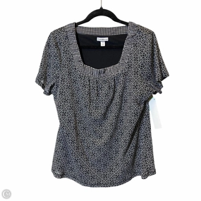Top Short Sleeve By Croft And Barrow In Black & White, Size: 1x Heathered Fabric Classic Comfort