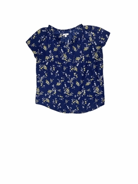Fun and Relaxed Soft Touch Fabric Top Short Sleeve By Croft And Barrow In Blue & Yellow, Size: 2x