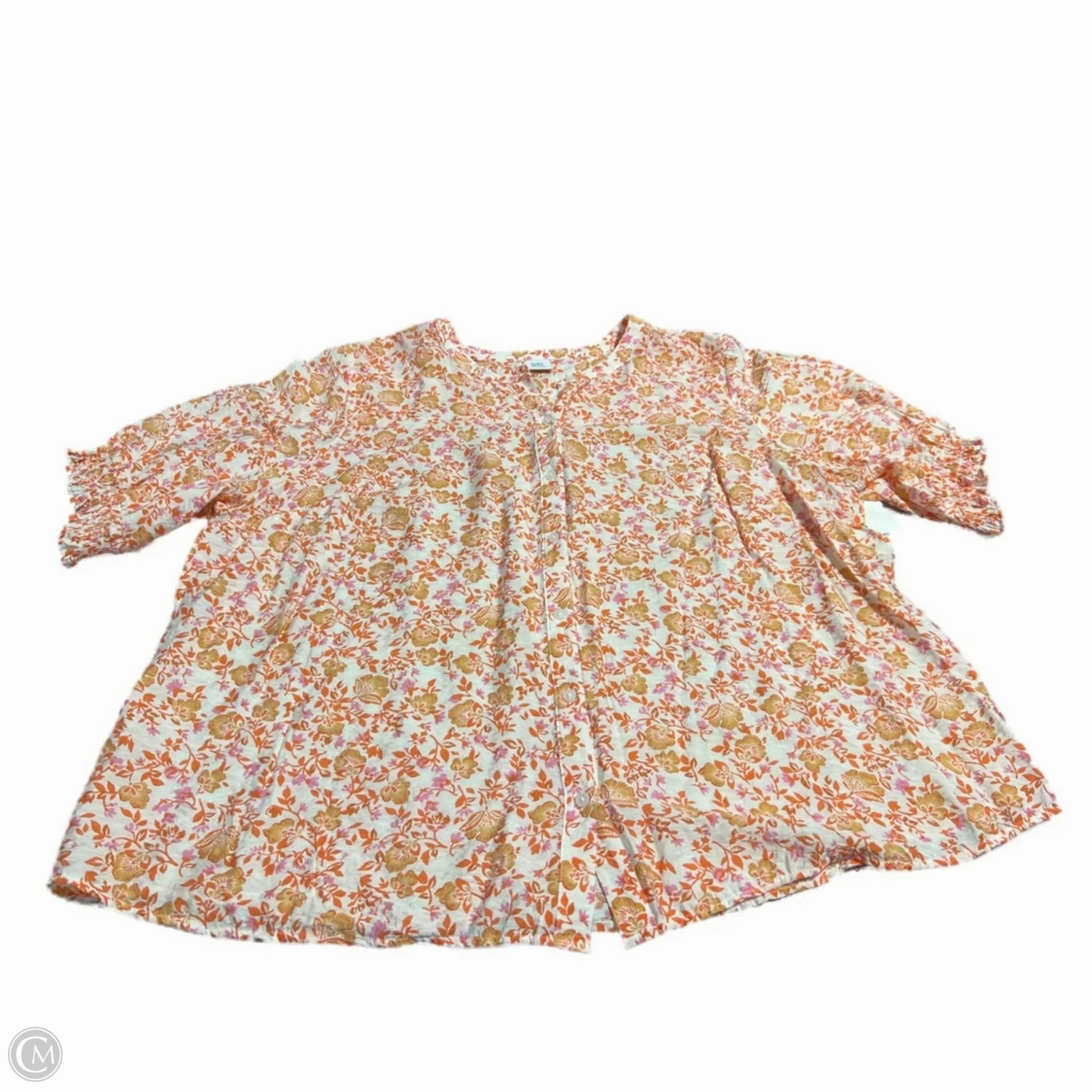semi-formal style Top Short Sleeve By Croft And Barrow In Floral Print, Size: 2x