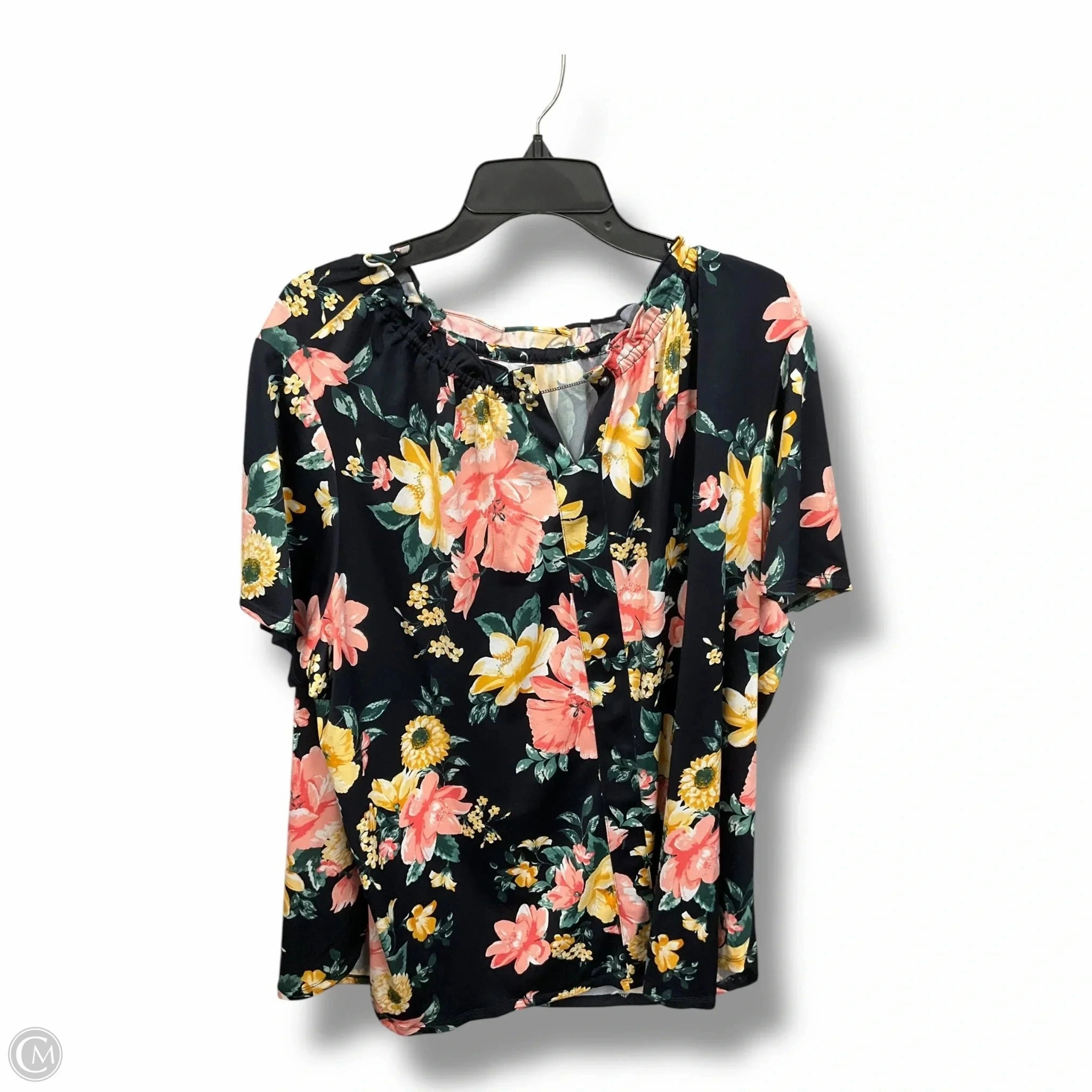 Top Short Sleeve By Croft And Barrow In Floral Print, Size: 3x Breezy Comfort Stretch Material