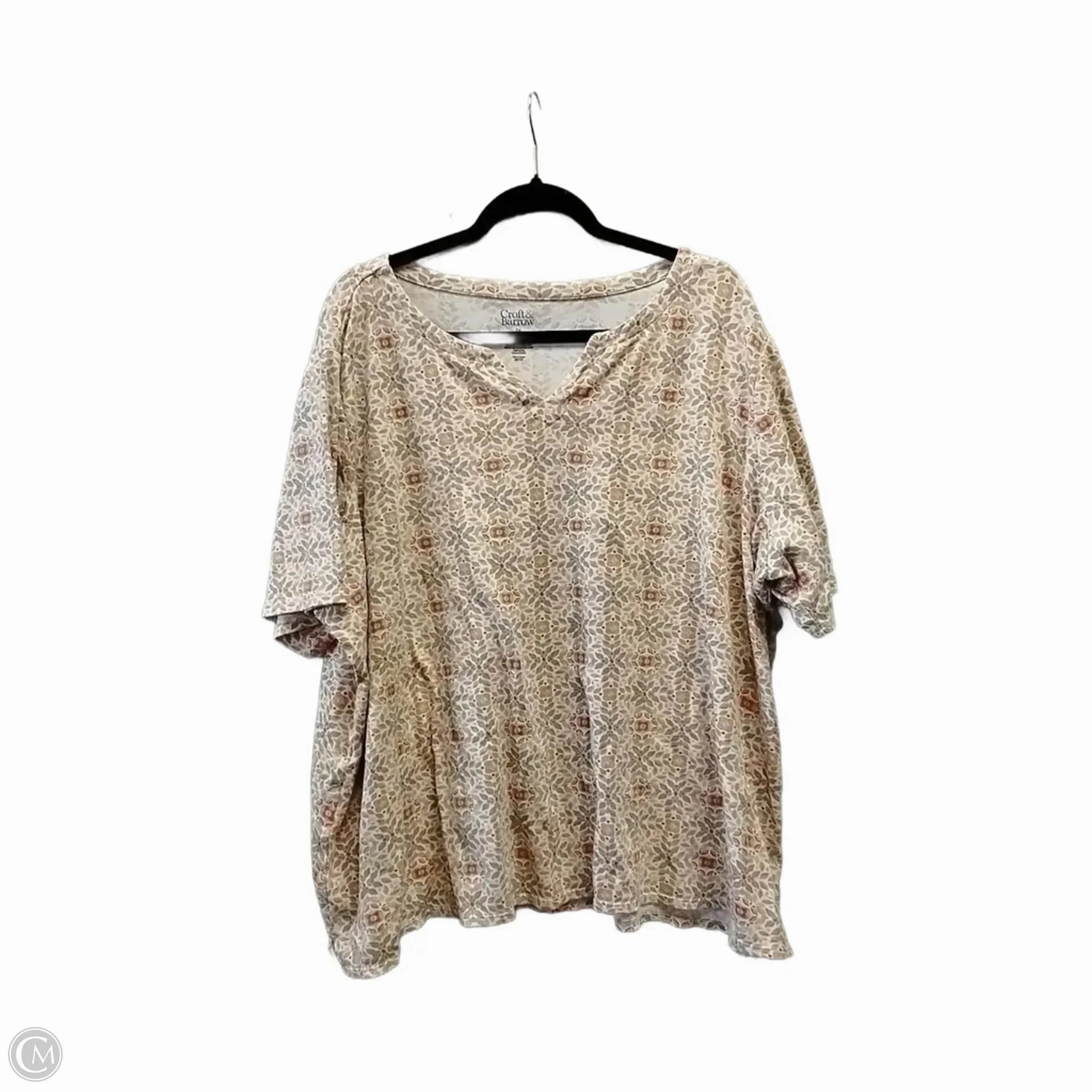 Trendy Look Top Short Sleeve By Croft And Barrow In Floral Print, Size: 3x