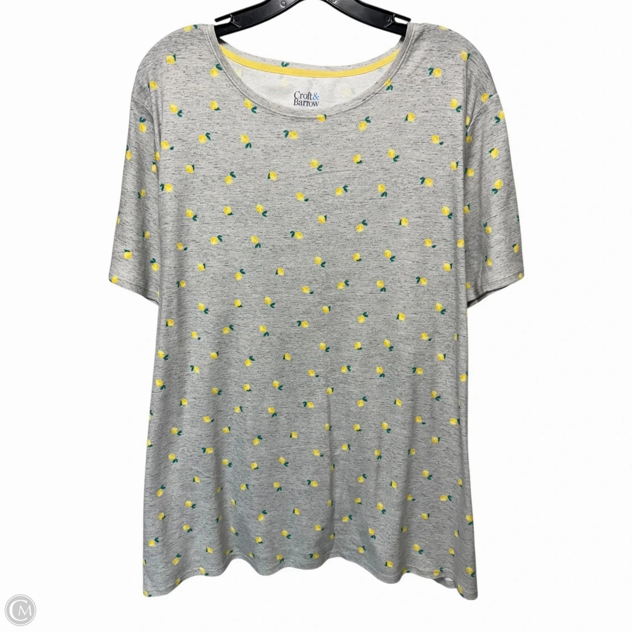 Top Short Sleeve By Croft And Barrow In Grey & Yellow, Size: 3x Effortless Wearable Cozy Performance