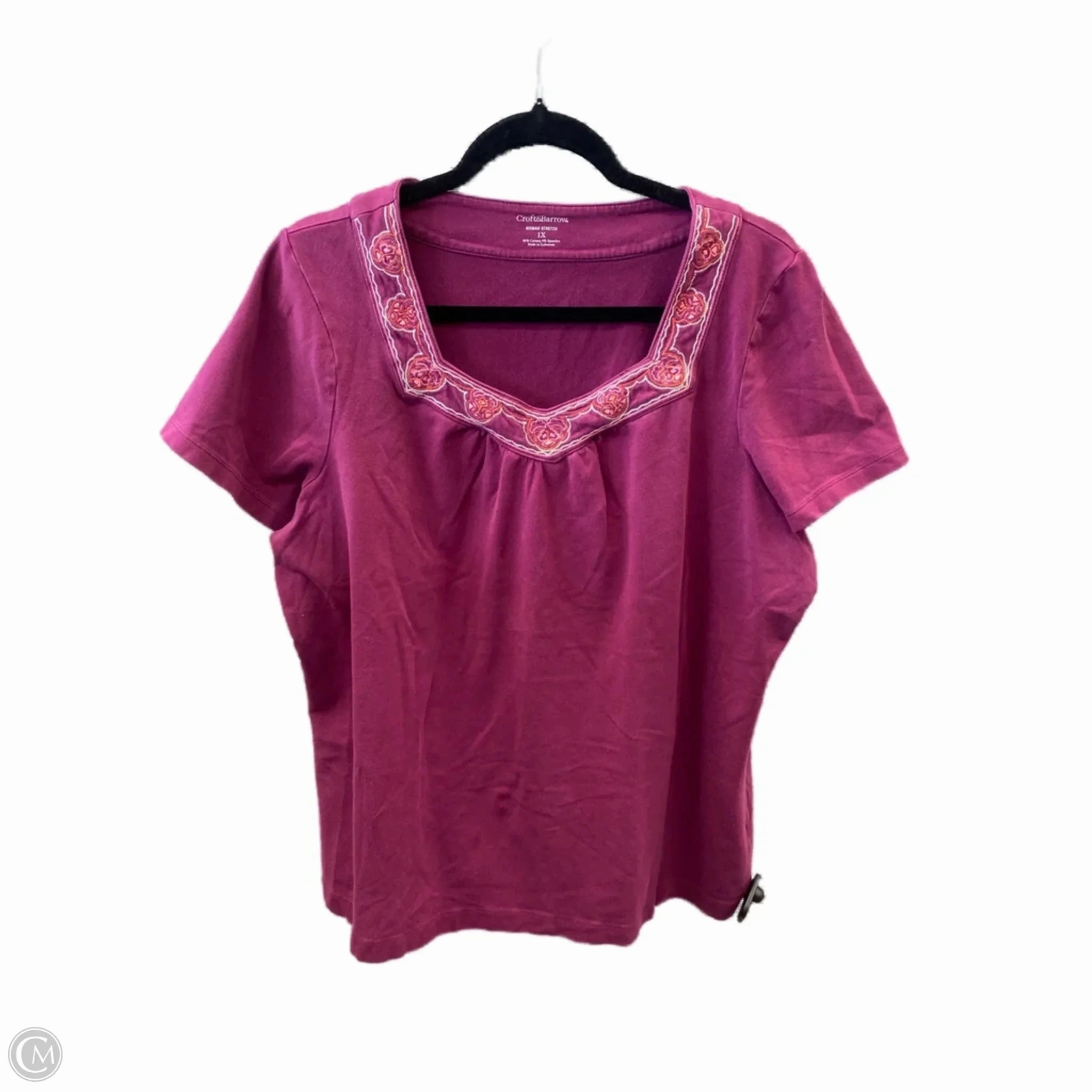 Elastic Fit Top Short Sleeve By Croft And Barrow In Purple, Size: 1x