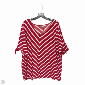 Effortless Layer Basic Top Top Short Sleeve By Croft And Barrow In Red & White, Size: 2x