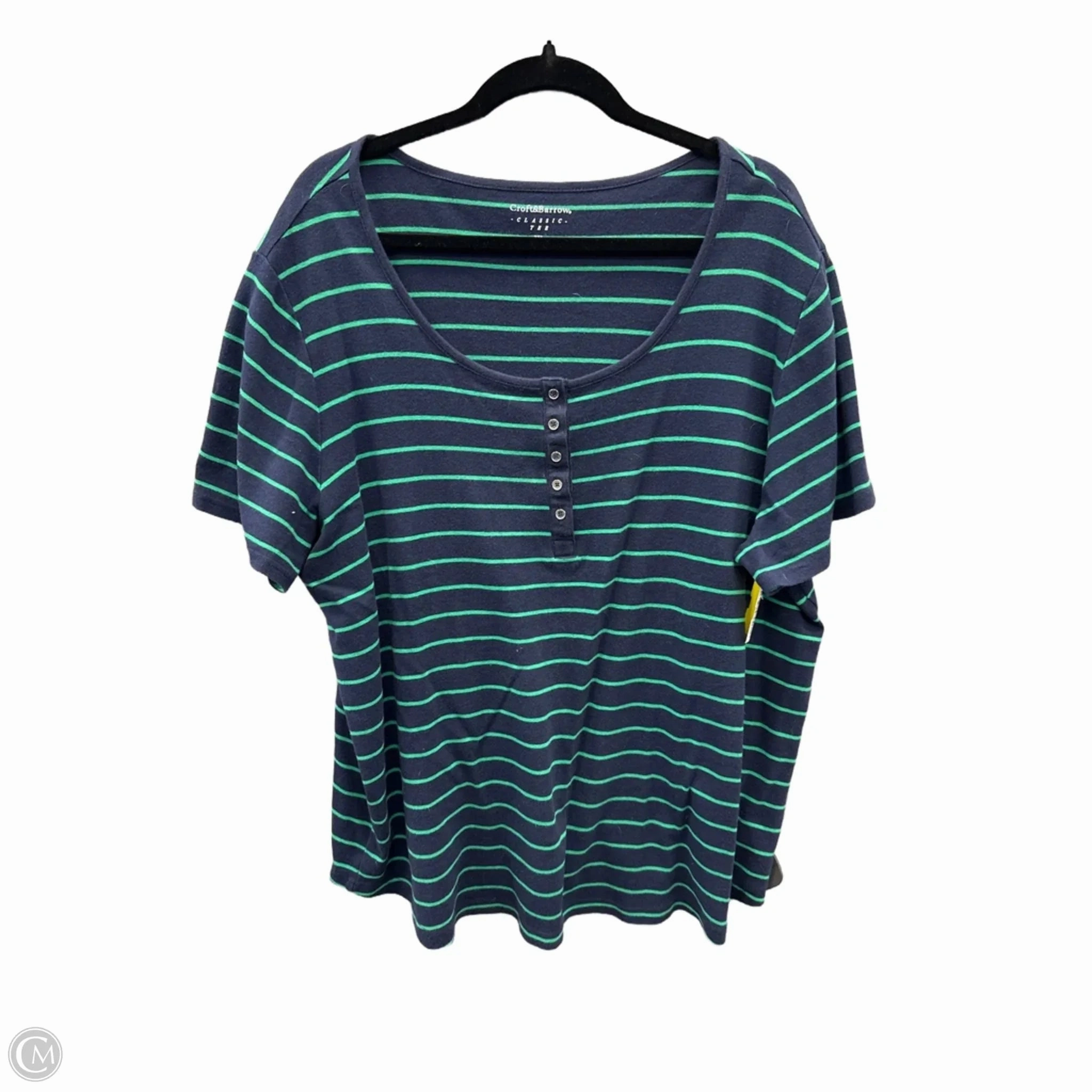 Top Short Sleeve By Croft And Barrow In Striped Pattern, Size: 3x Relaxed Fit Airflow Mesh Panels