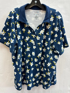 Smooth Finish Geometric Pattern Top Short Sleeve By Croft And Barrow  Size: 2x