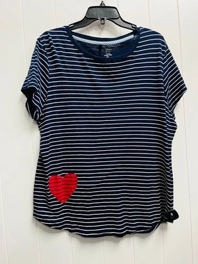 Easy Fit Wear Bold Look Top Short Sleeve By Crown And Ivy In Blue & White, Size: Xxl