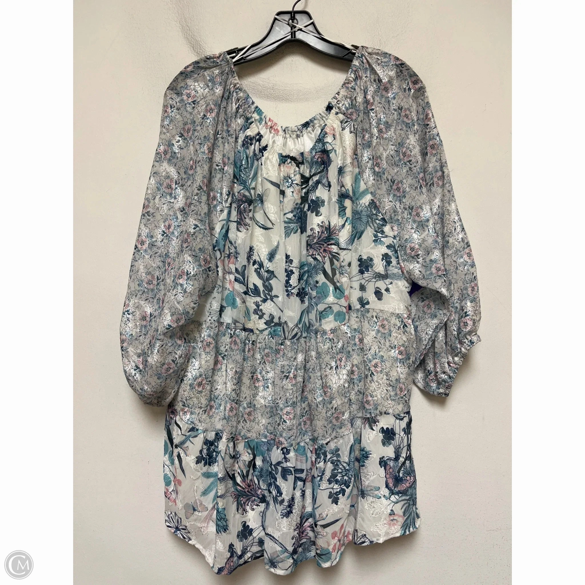 Top Short Sleeve By Cupio In Floral Print, Size: 1x Quick Fit Wear