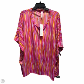 Comfy Stretch Wear Top Short Sleeve By dear scarlett  In Orange & Pink, Size: 2x