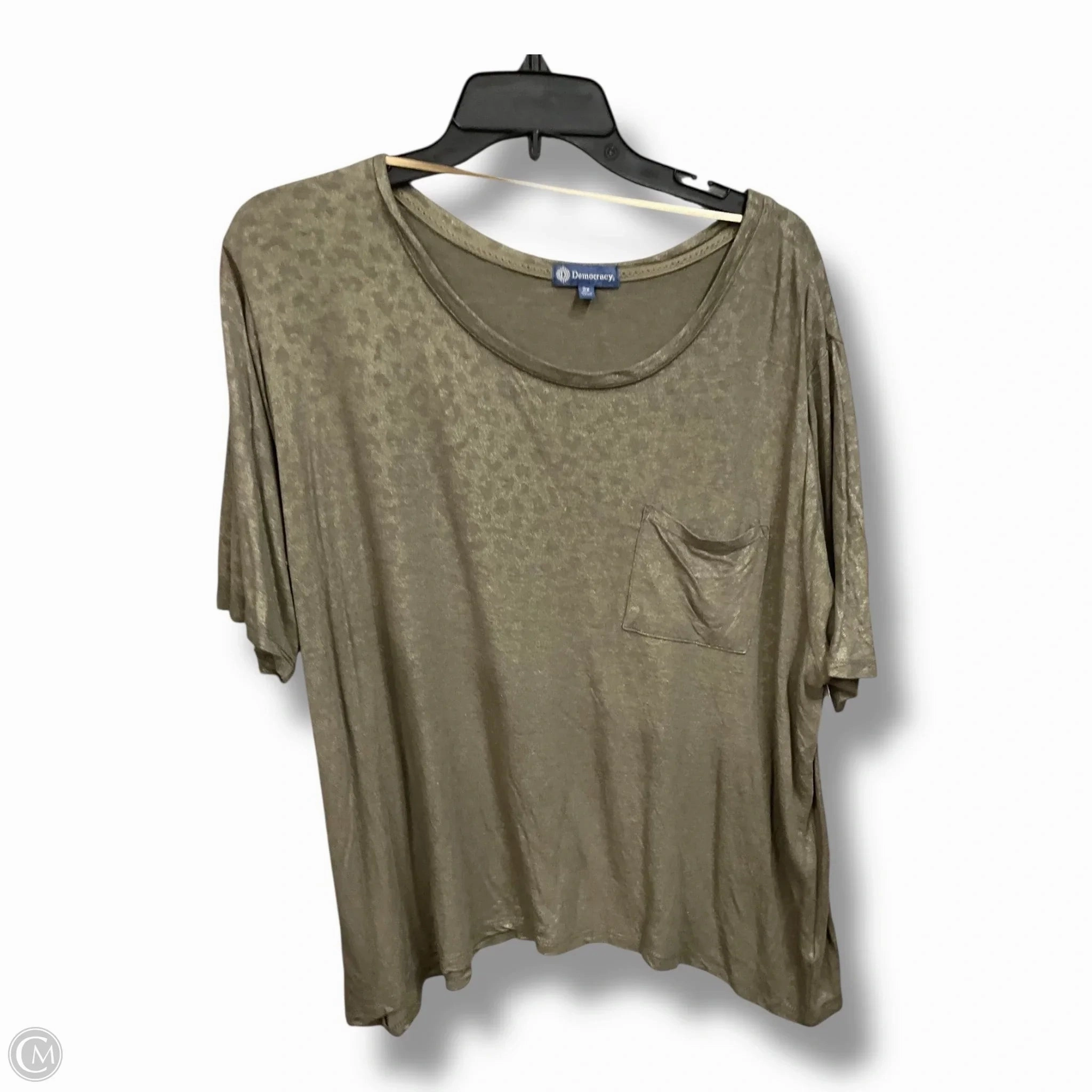 Top Short Sleeve By Democracy In Green, Size: 2x Easter