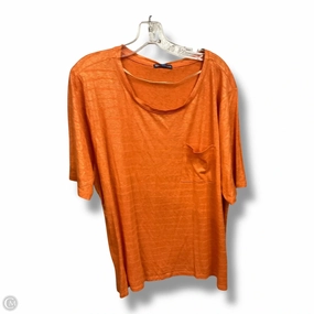 Lace trim Top Short Sleeve By Democracy In Orange, Size: 2x