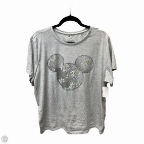 Sleek Waistband All-Purpose Comfort Top Short Sleeve By Disney Store In Grey & White, Size: 2x