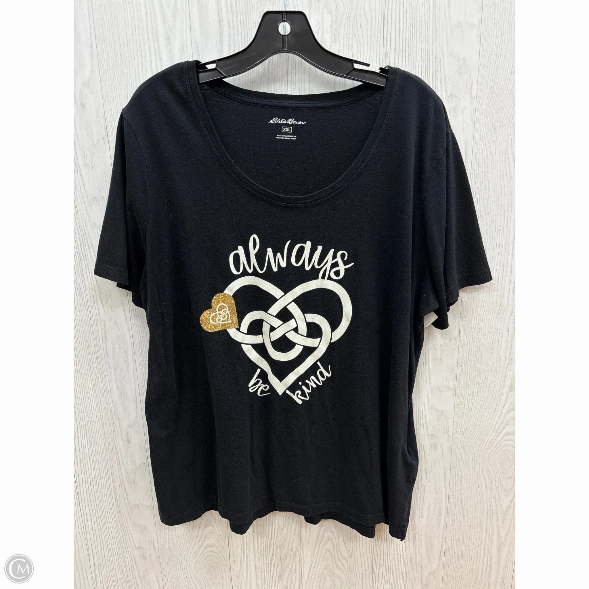 Top Short Sleeve By Eddie Bauer In Black, Size: 2x Active Outfit Style Soft Layers