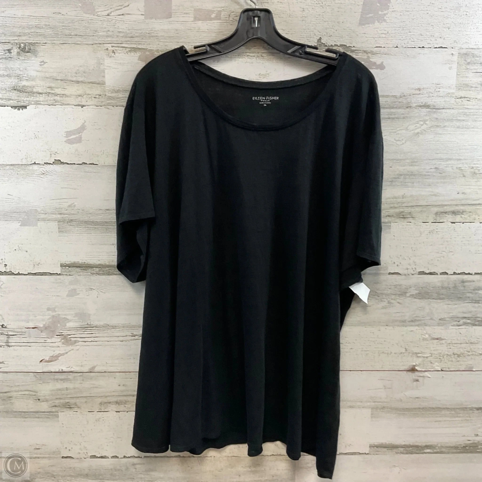 Top Short Sleeve By Eileen Fisher In Black, Size: 3x Active Look