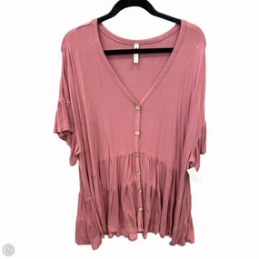 Top Short Sleeve By Emerald In Pink, Size: 2x Easy Comfort