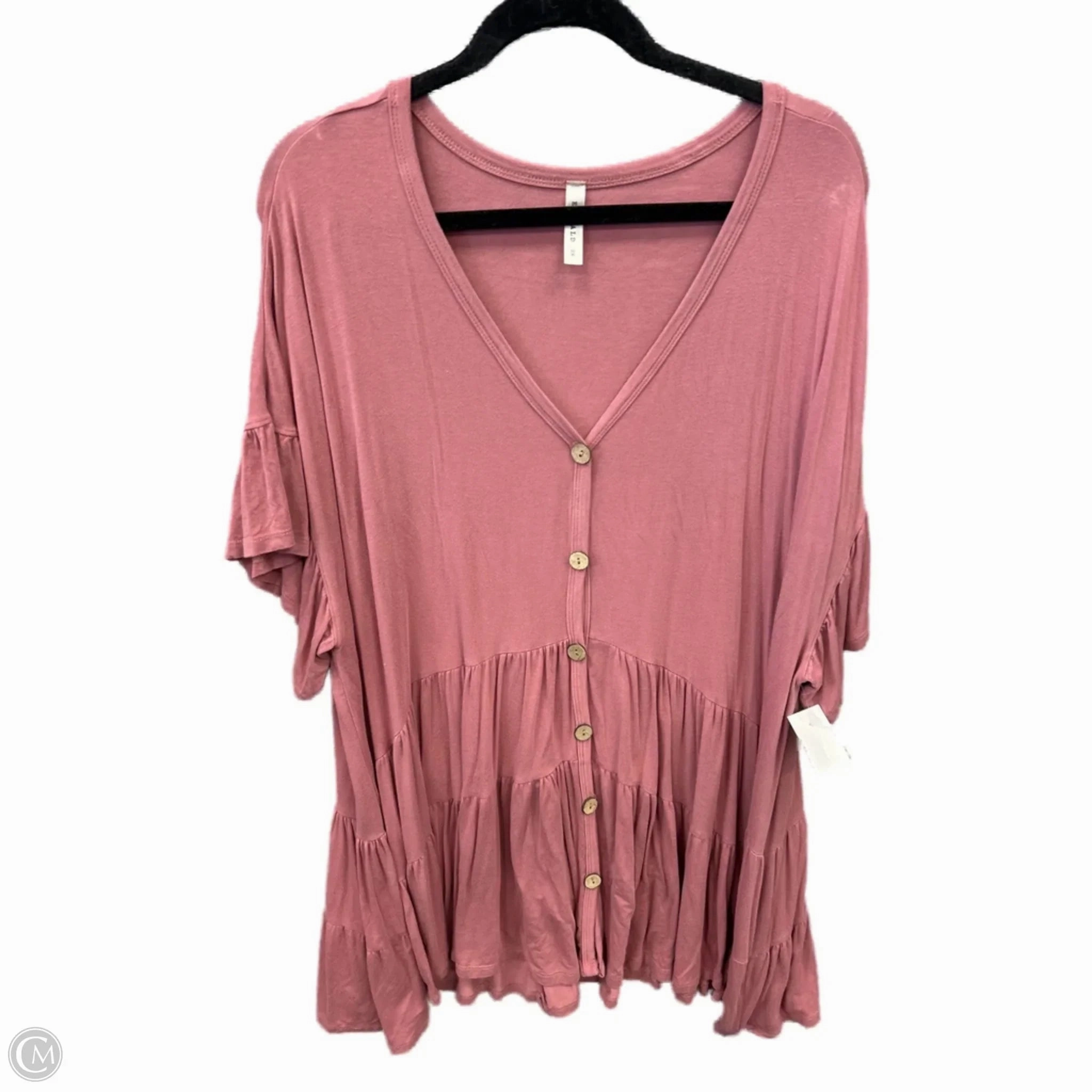 Top Short Sleeve By Emerald In Pink, Size: 2x Easy Comfort