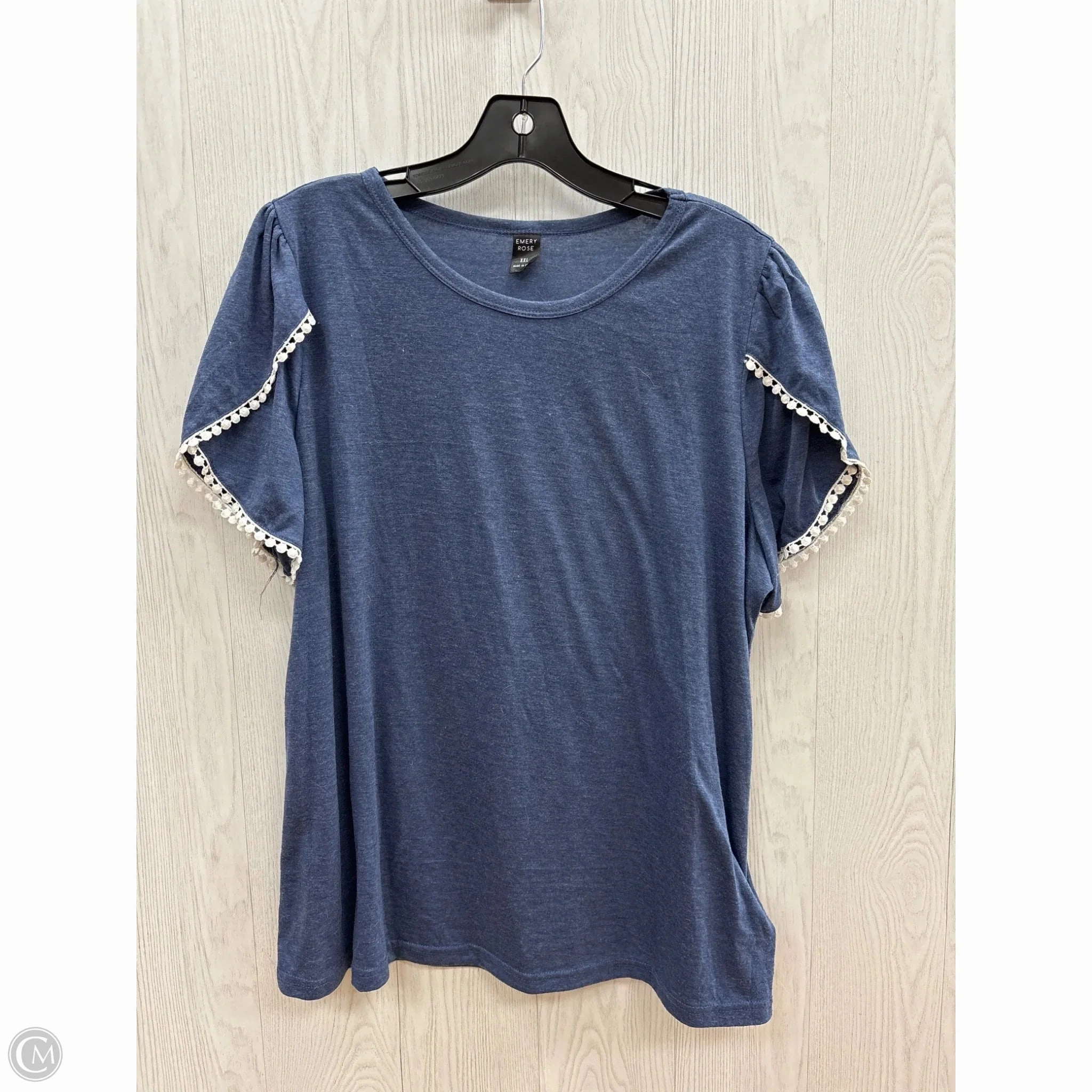 Effortless Fashion Top Short Sleeve By Emery Rose In Blue, Size: Xxl