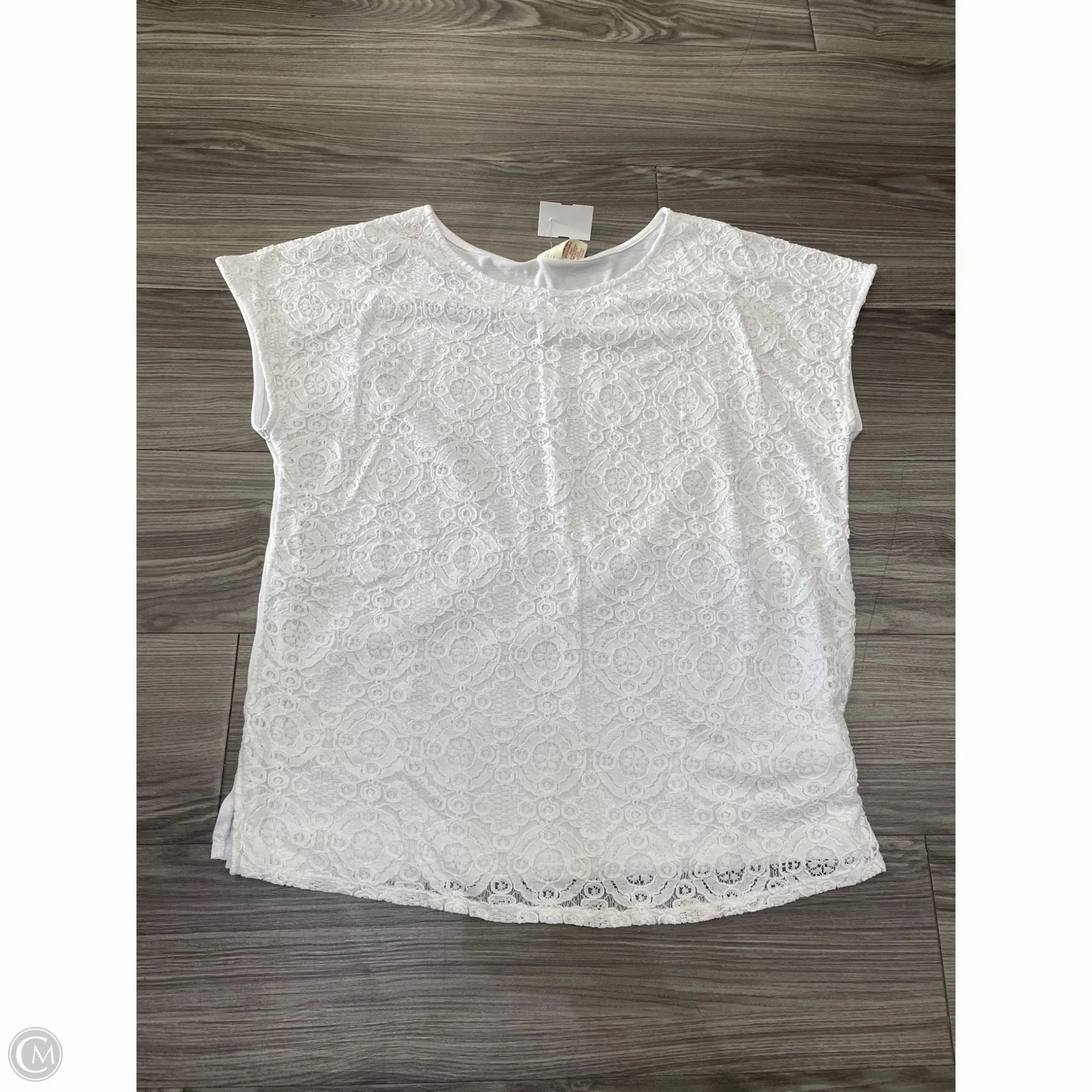 Comfort Waist Top Short Sleeve By Faded Glory In White, Size: 2x