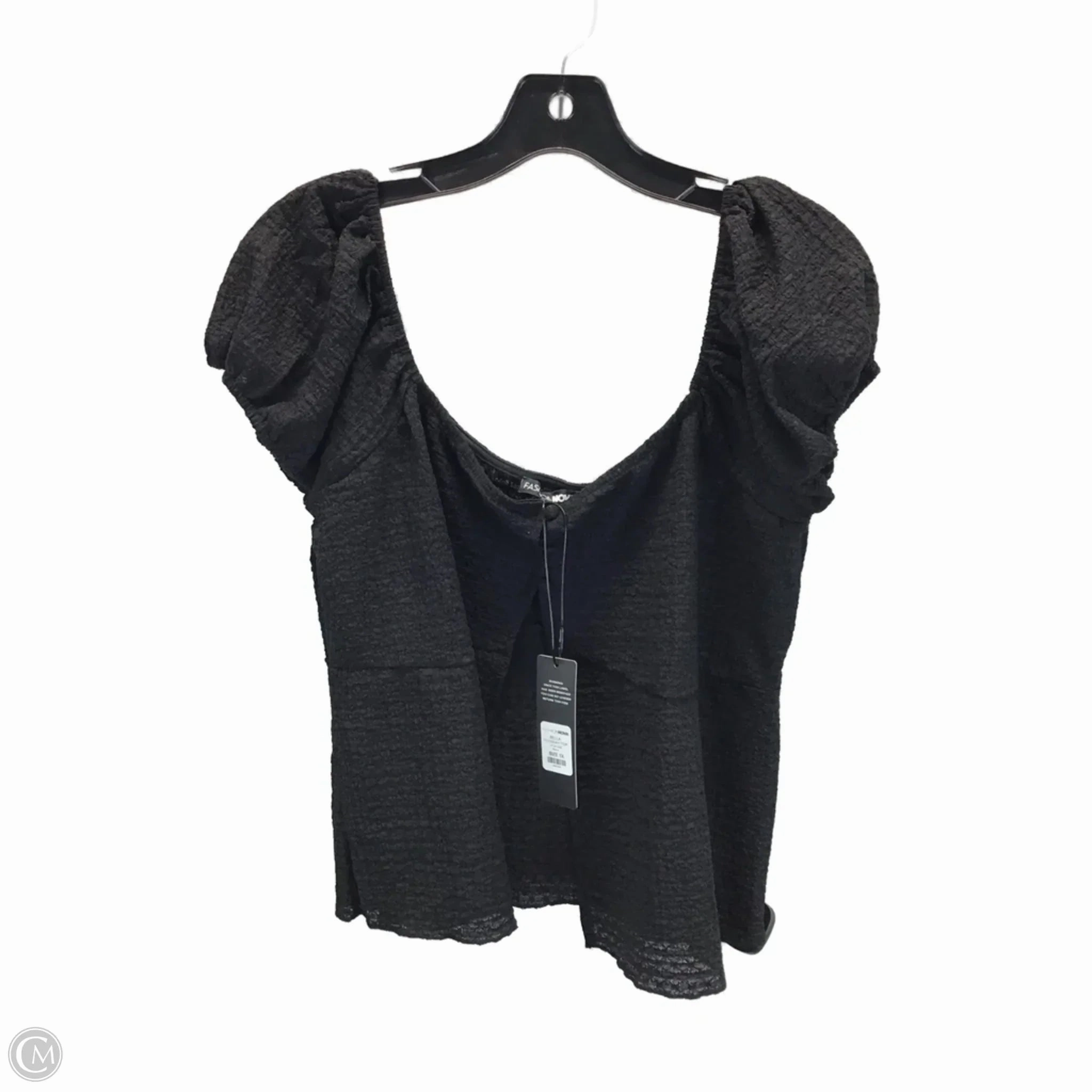 Top Short Sleeve By Fashion Nova In Black, Size: 1x Layered Collar Relax Style Trend