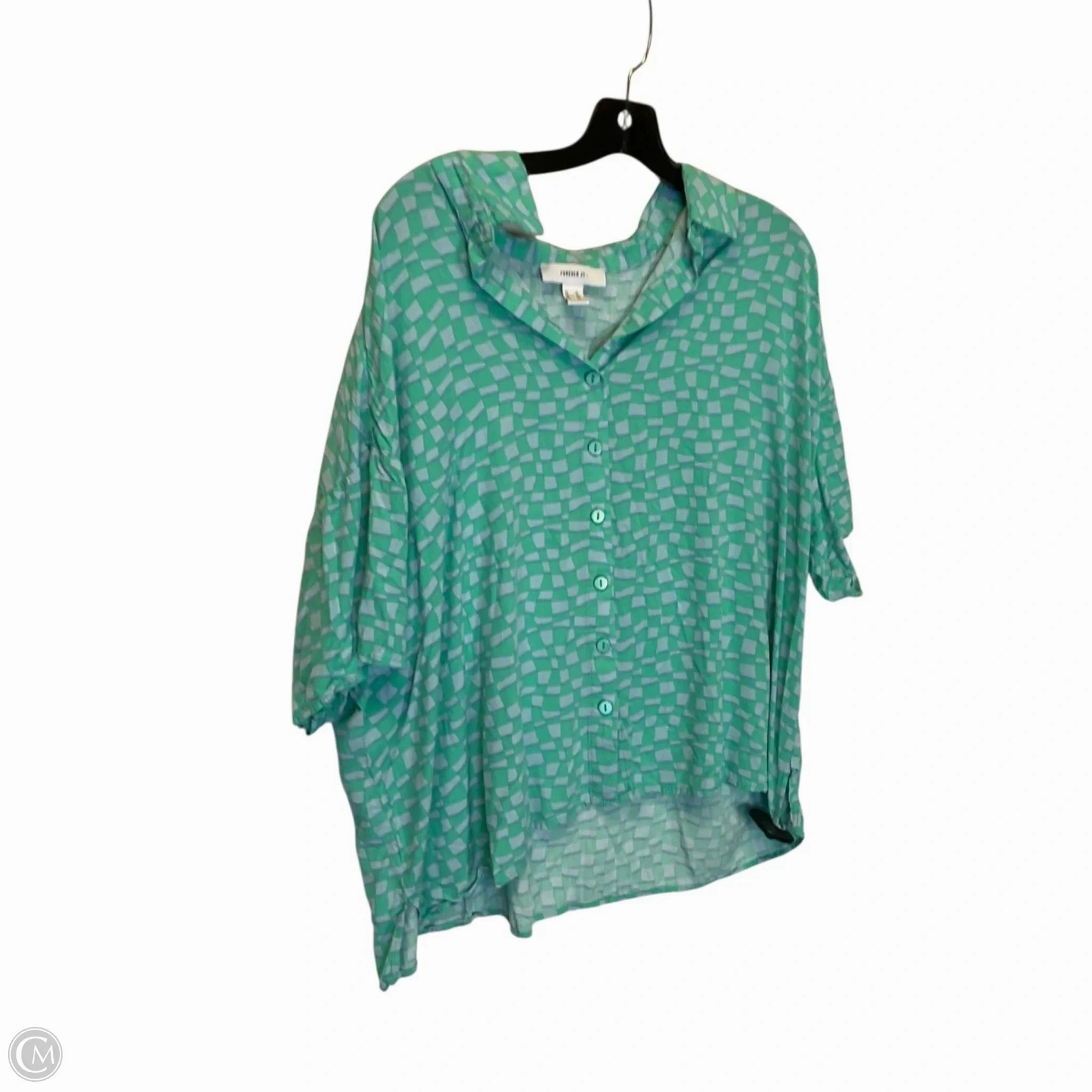 Top Short Sleeve By Forever 21 In Blue & Green, Size: 2x ReinforcedHems Slim Fit Comfort