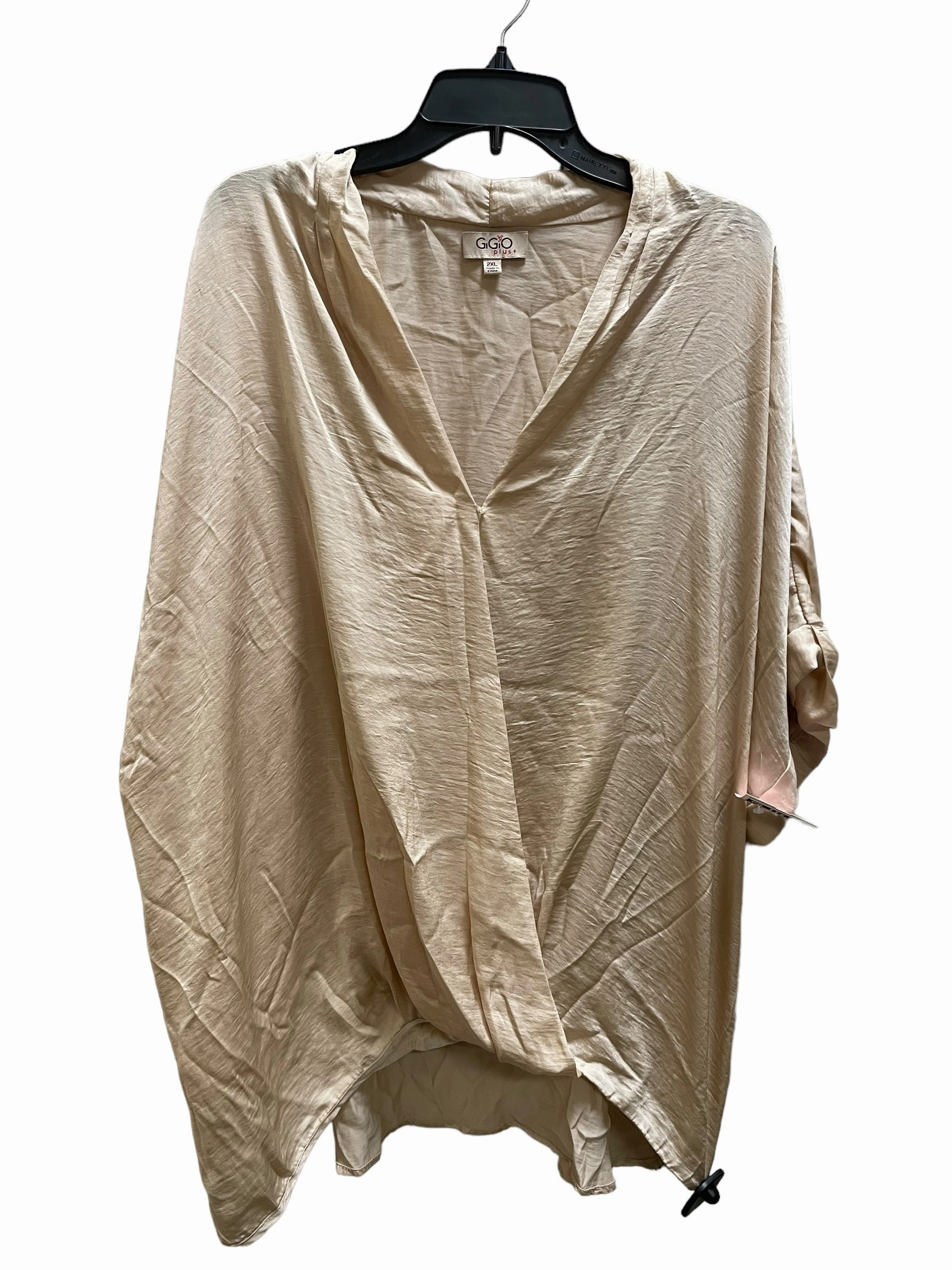 Slim fit clothing Top Short Sleeve By Gigio In Cream, Size: 2x