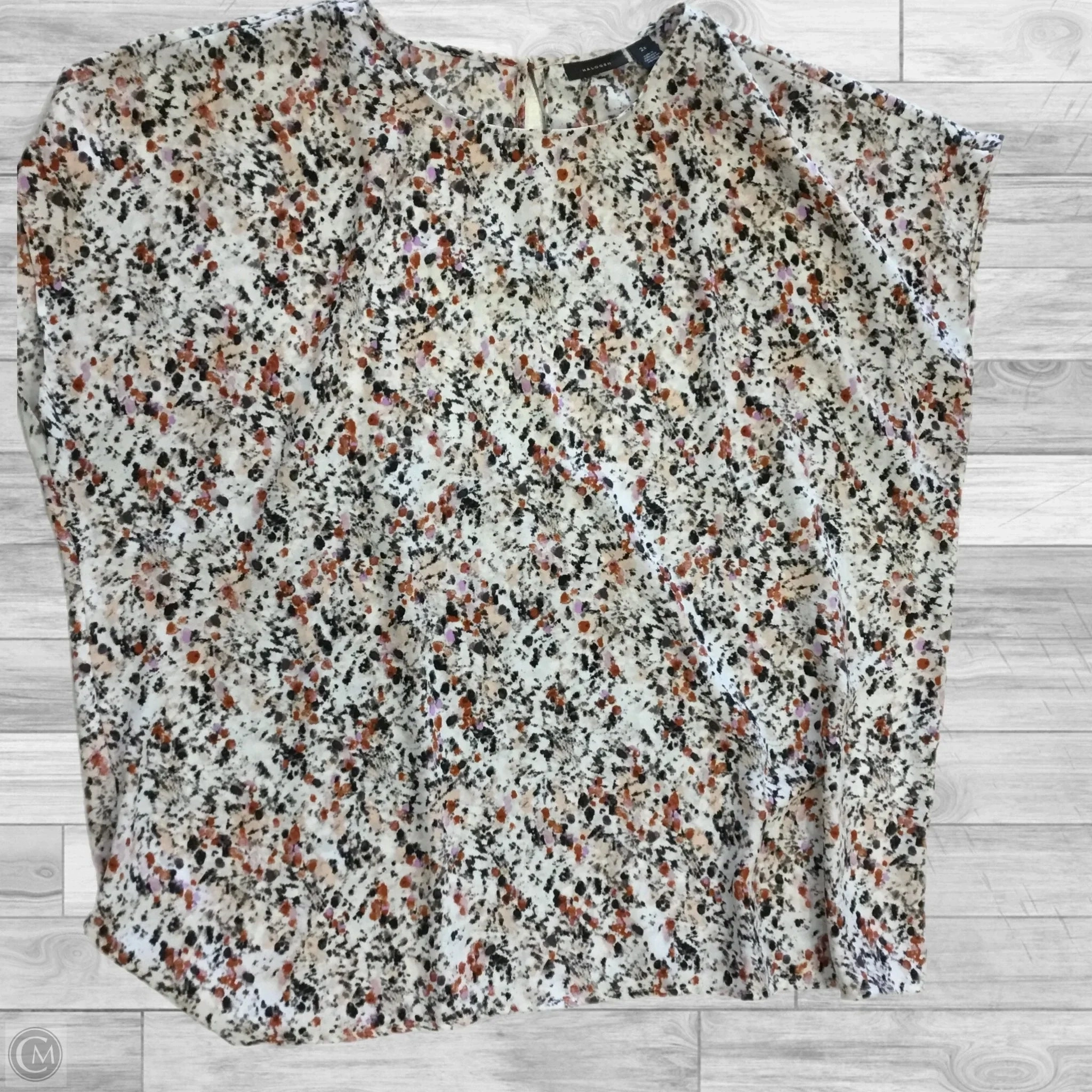Top Short Sleeve By Halogen In Floral Print, Size: 2x AntiBacterialTreatment