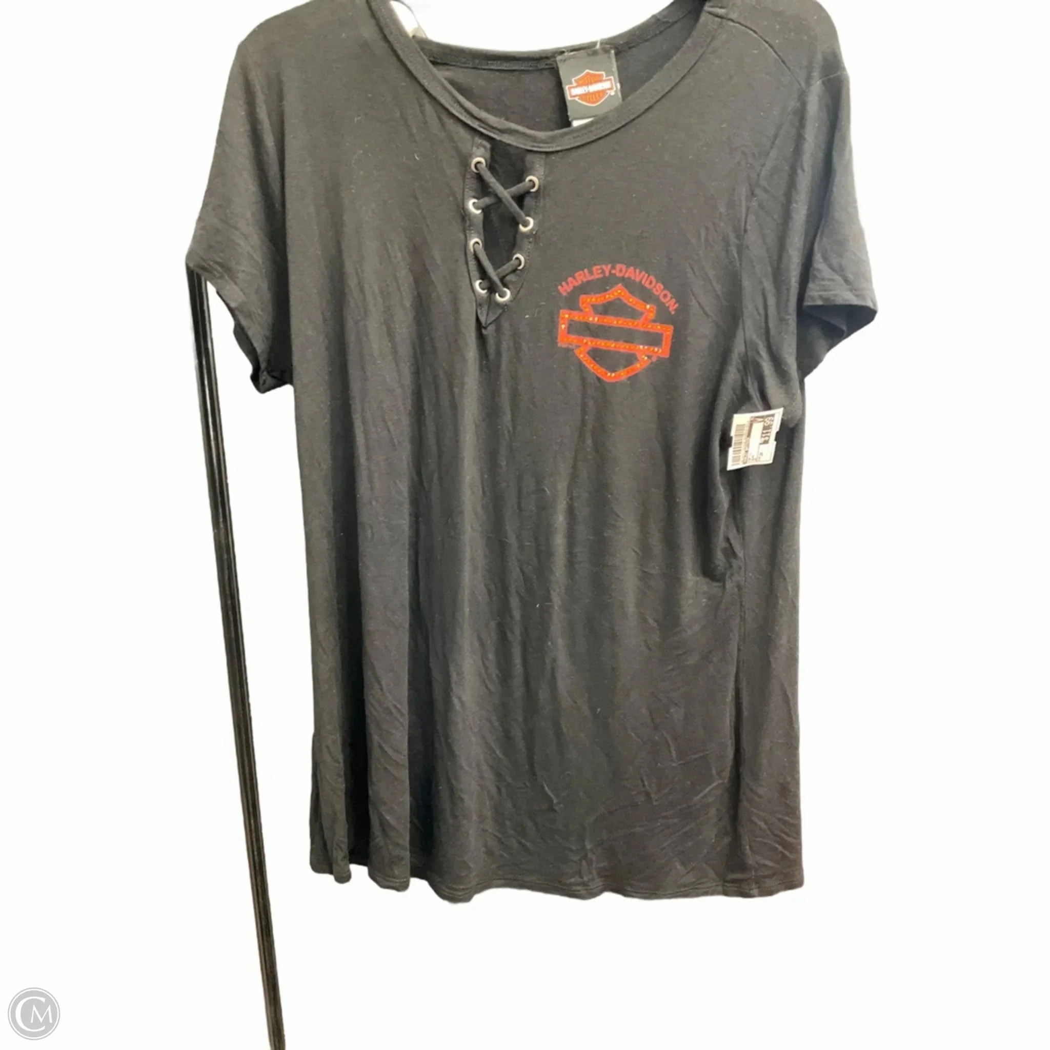 Top Short Sleeve By Harley Davidson In Black, Size: 2x Stretch Knit