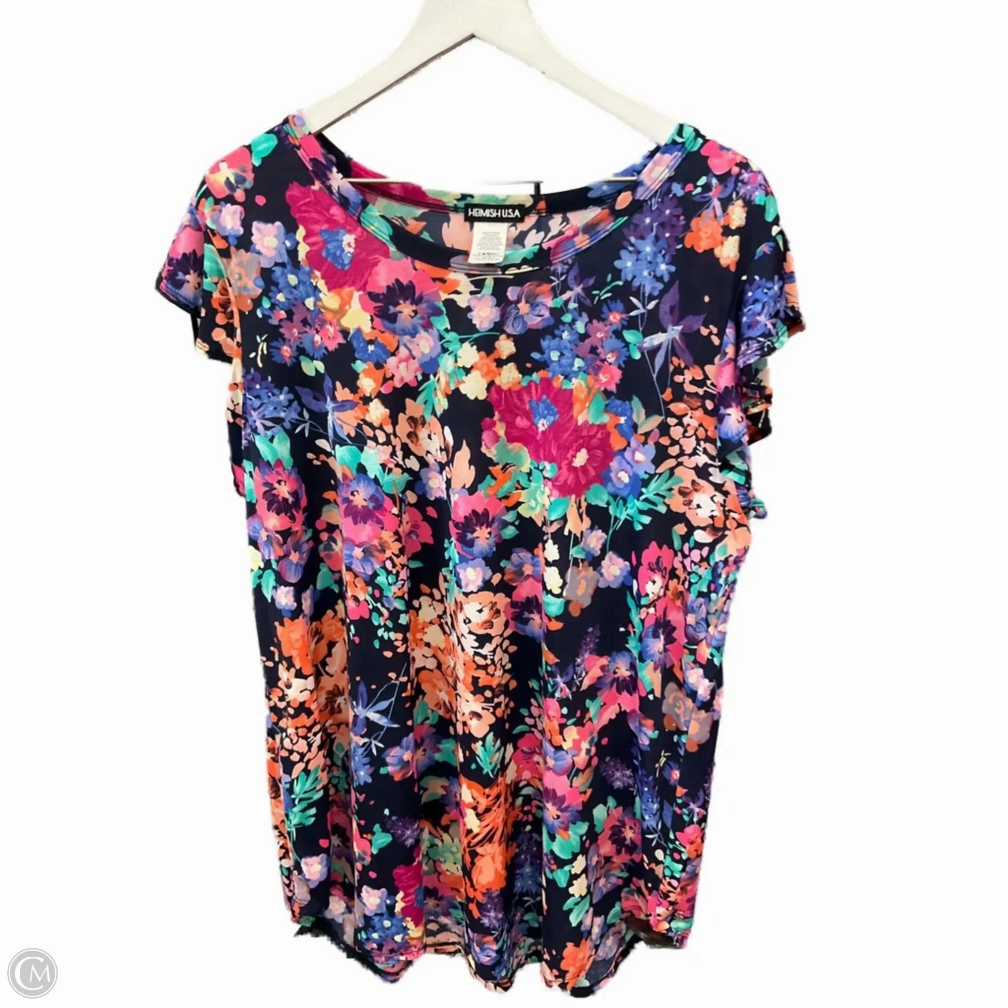 Top Short Sleeve By Heimish Usa In Blue, Size: 3x Relaxed Flex Soft Fabric