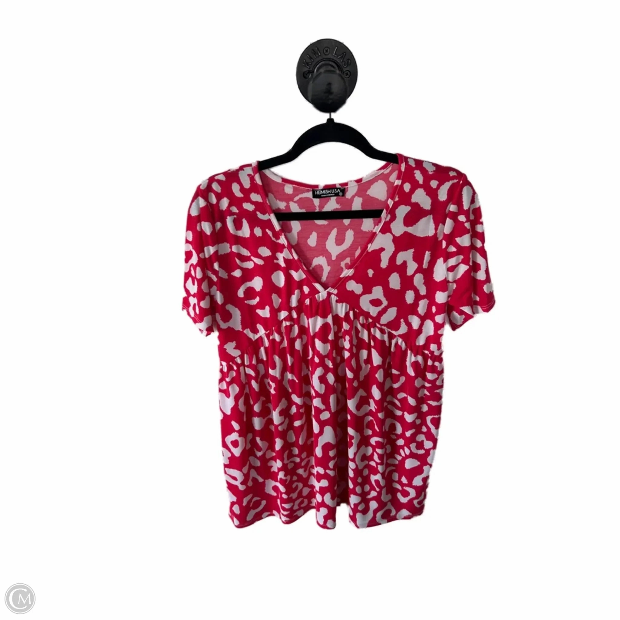 Top Short Sleeve By Heimish Usa In Red & White, Size: 1x Stretchable