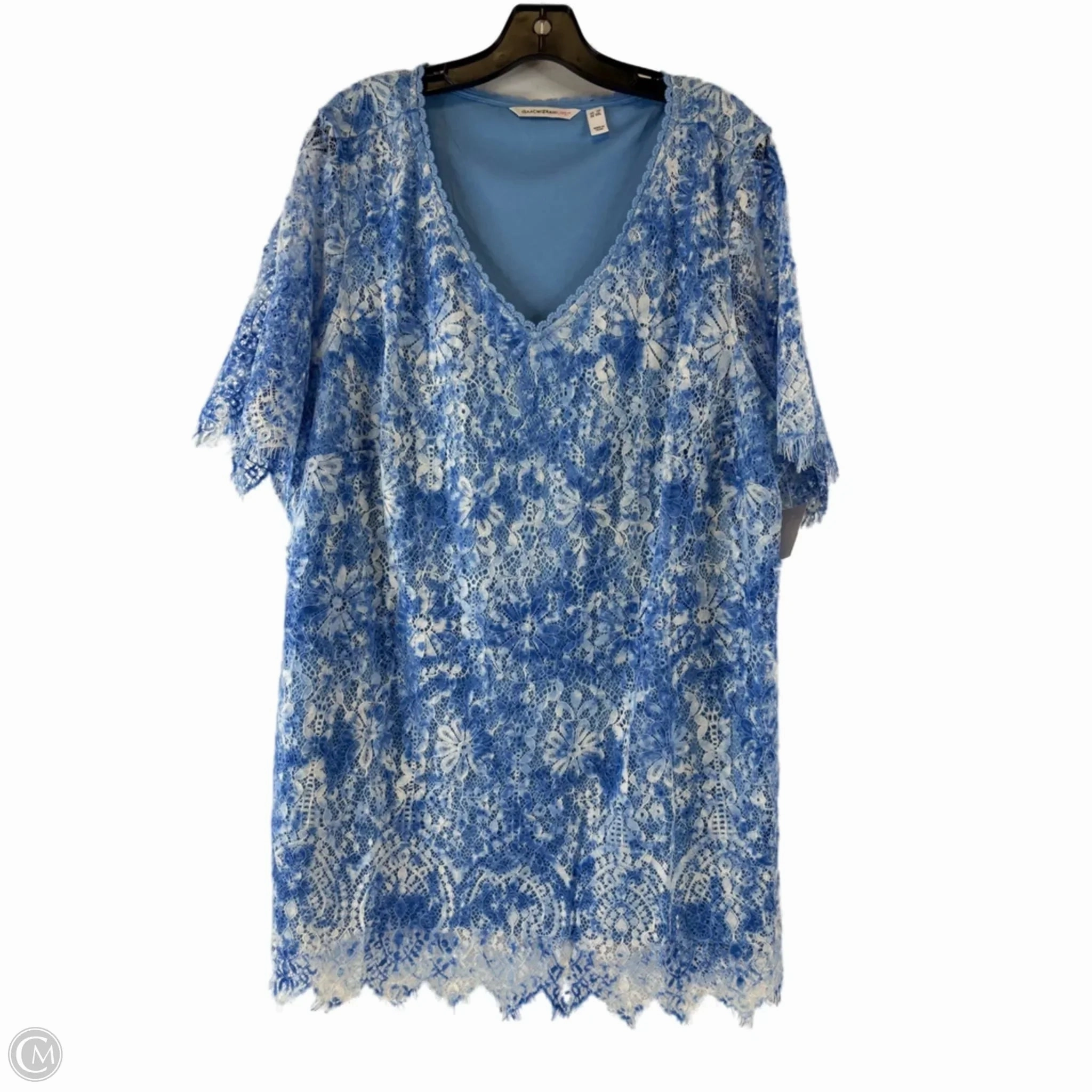 Smooth Neckline Top Short Sleeve By Isaac Mizrahi Live Qvc In Blue, Size: 3x