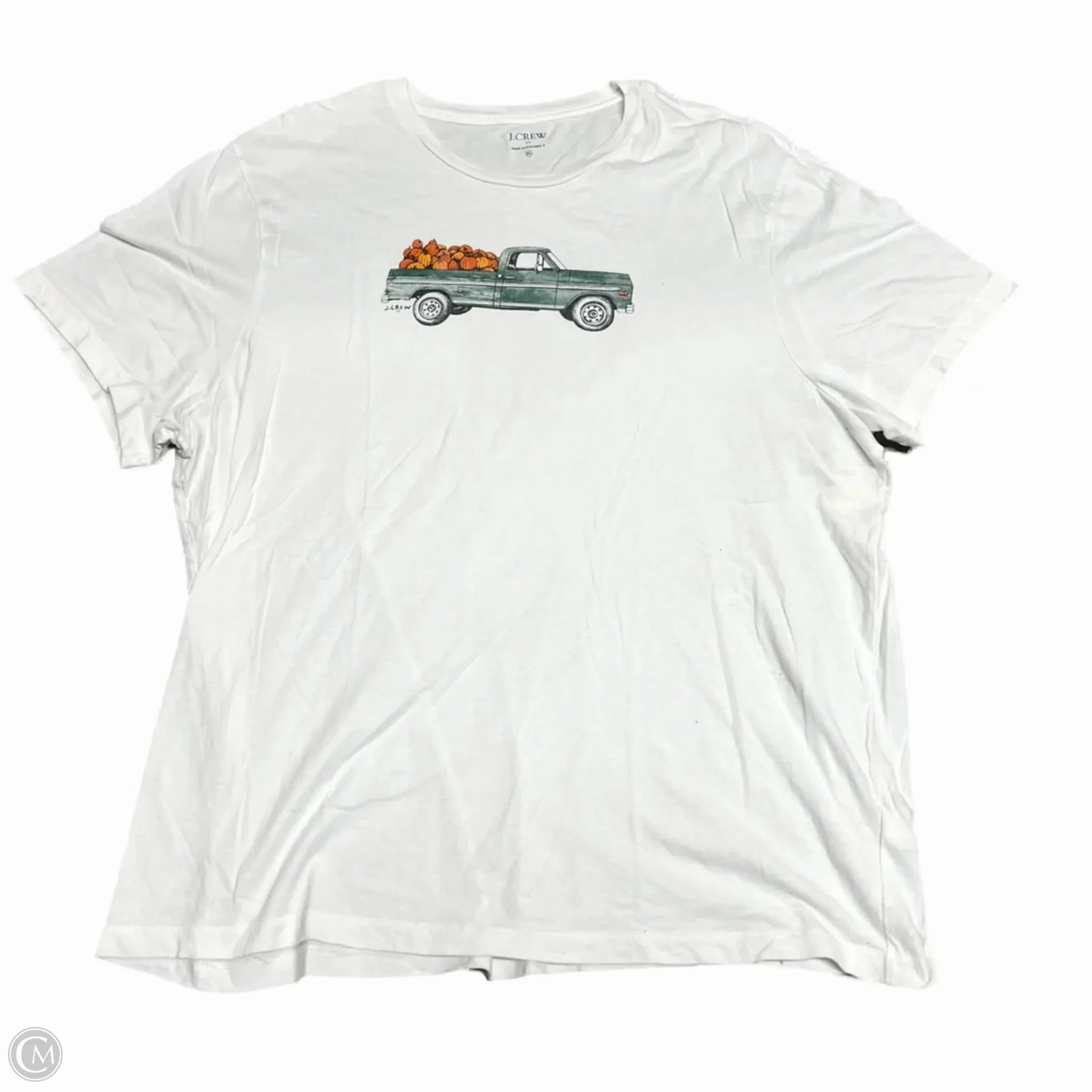 Casual Comfort Layer Top Short Sleeve By J. Crew In Green & White, Size: Xxl