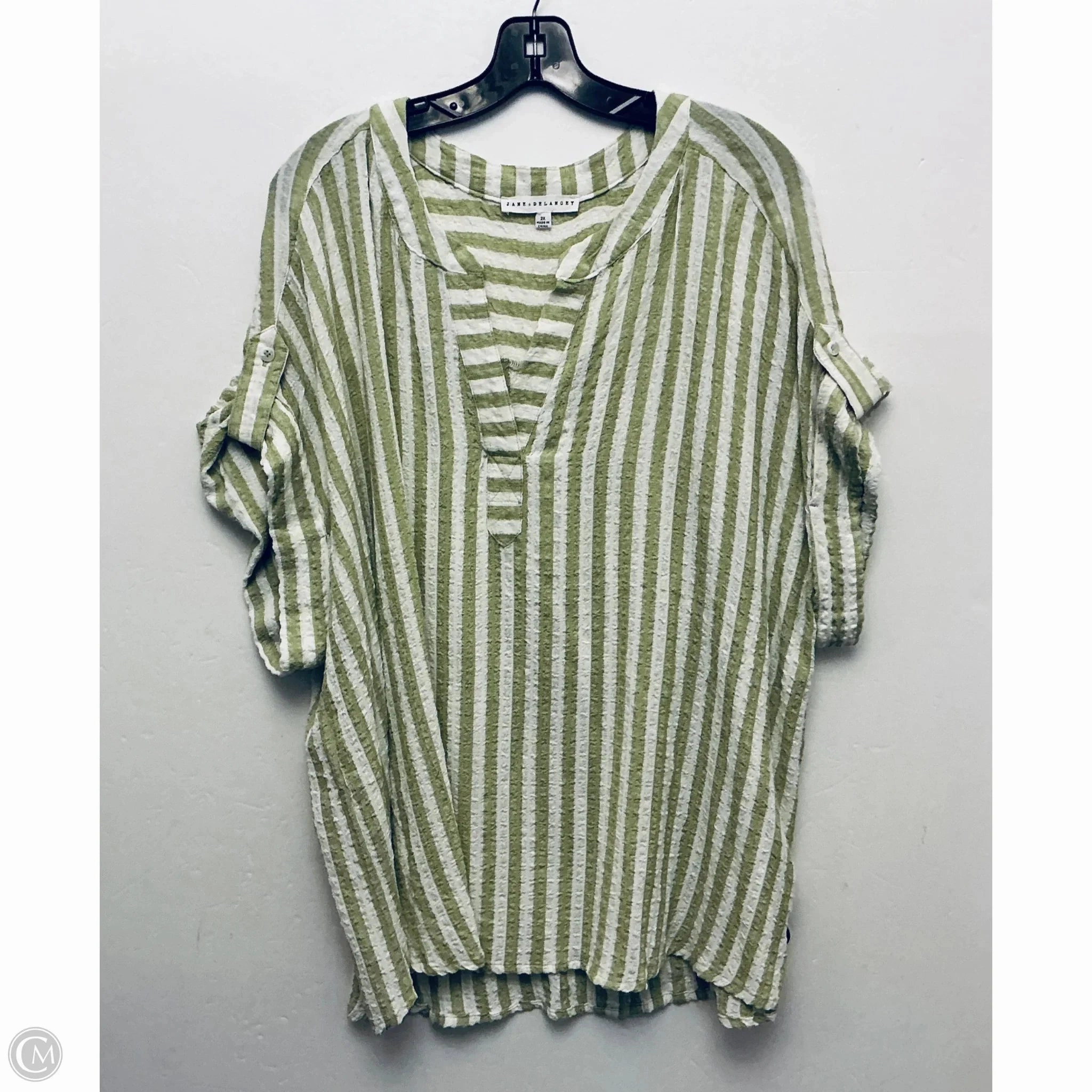 Stylish and Fun Top Short Sleeve By Jane And Delancey In Green, Size: 2x