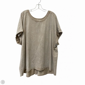 Top Short Sleeve By Jane And Delancey In Taupe, Size: 3x SoftenedTexturedWeave Daily Favorite