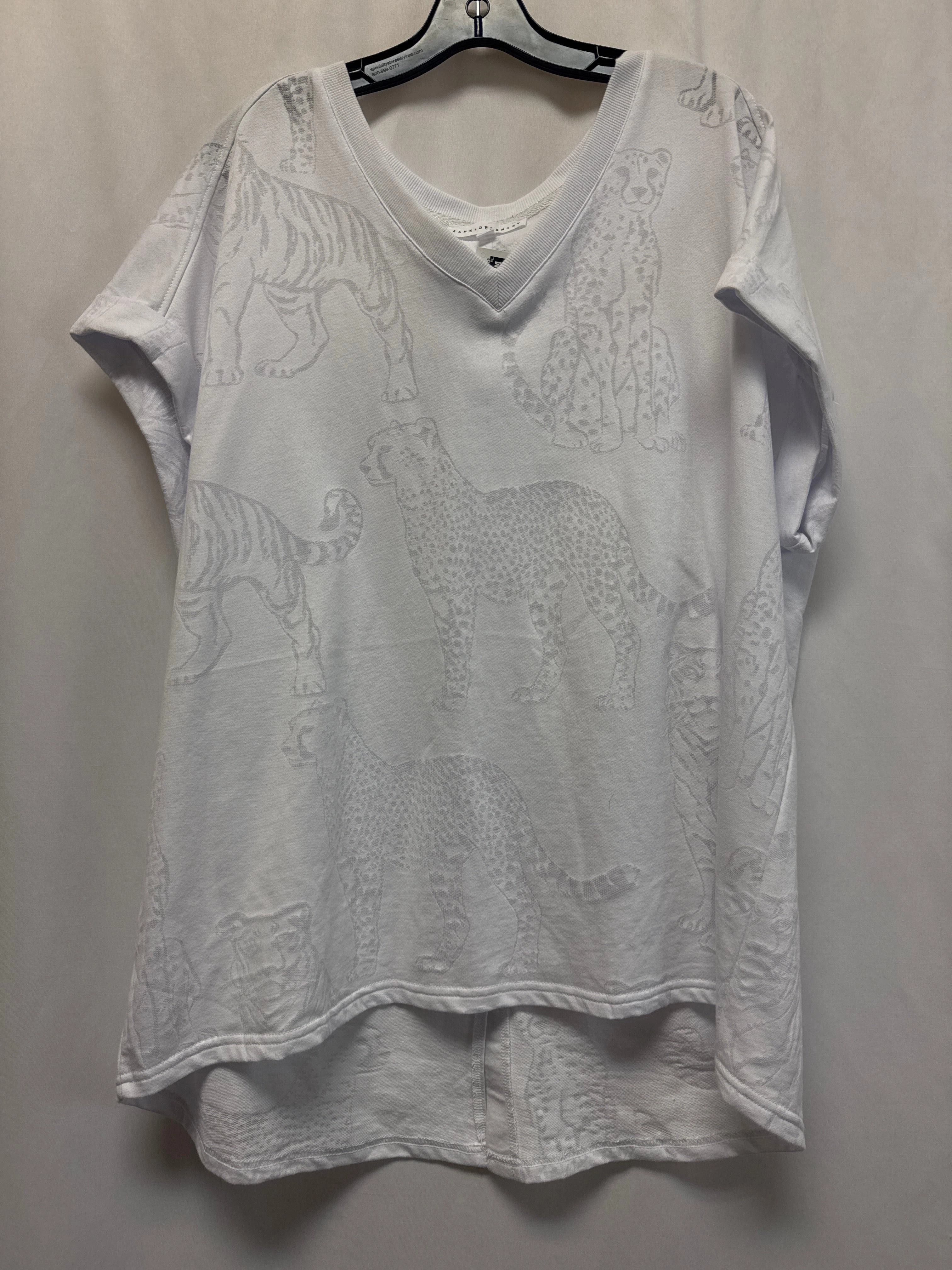Valentine's Day Garment Dyed Finish Top Short Sleeve By Jane And Delancey In White, Size: 1x
