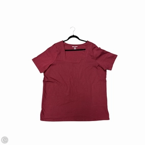 Seasonal Fashion Durable Color Retention Top Short Sleeve By Jessica London In Maroon, Size: 1x