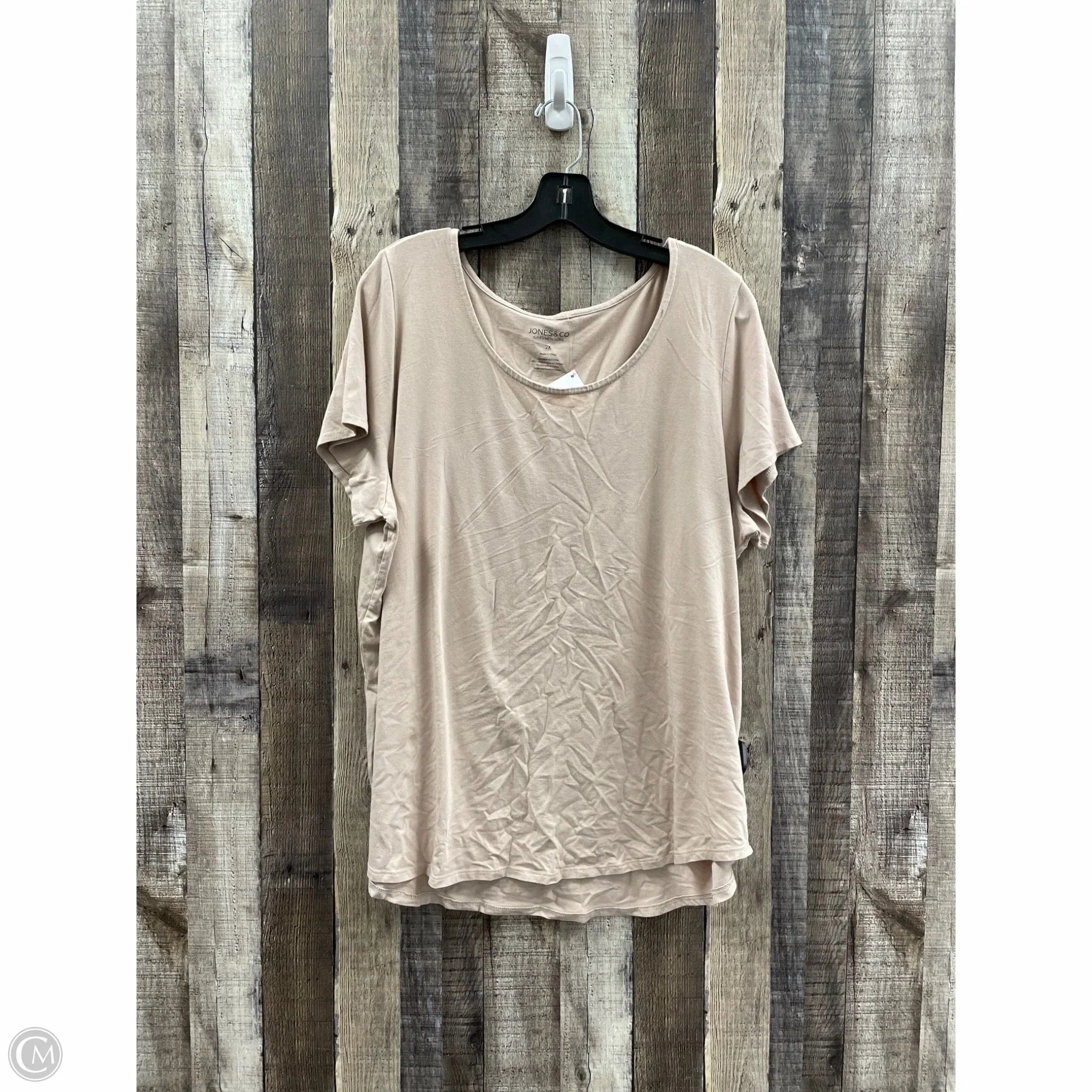 EasyCareFabric Top Short Sleeve By Jones And Co In Tan, Size: 2x