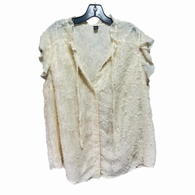 Sleek And Stylish Top Short Sleeve By Joress In Cream, Size: 3x