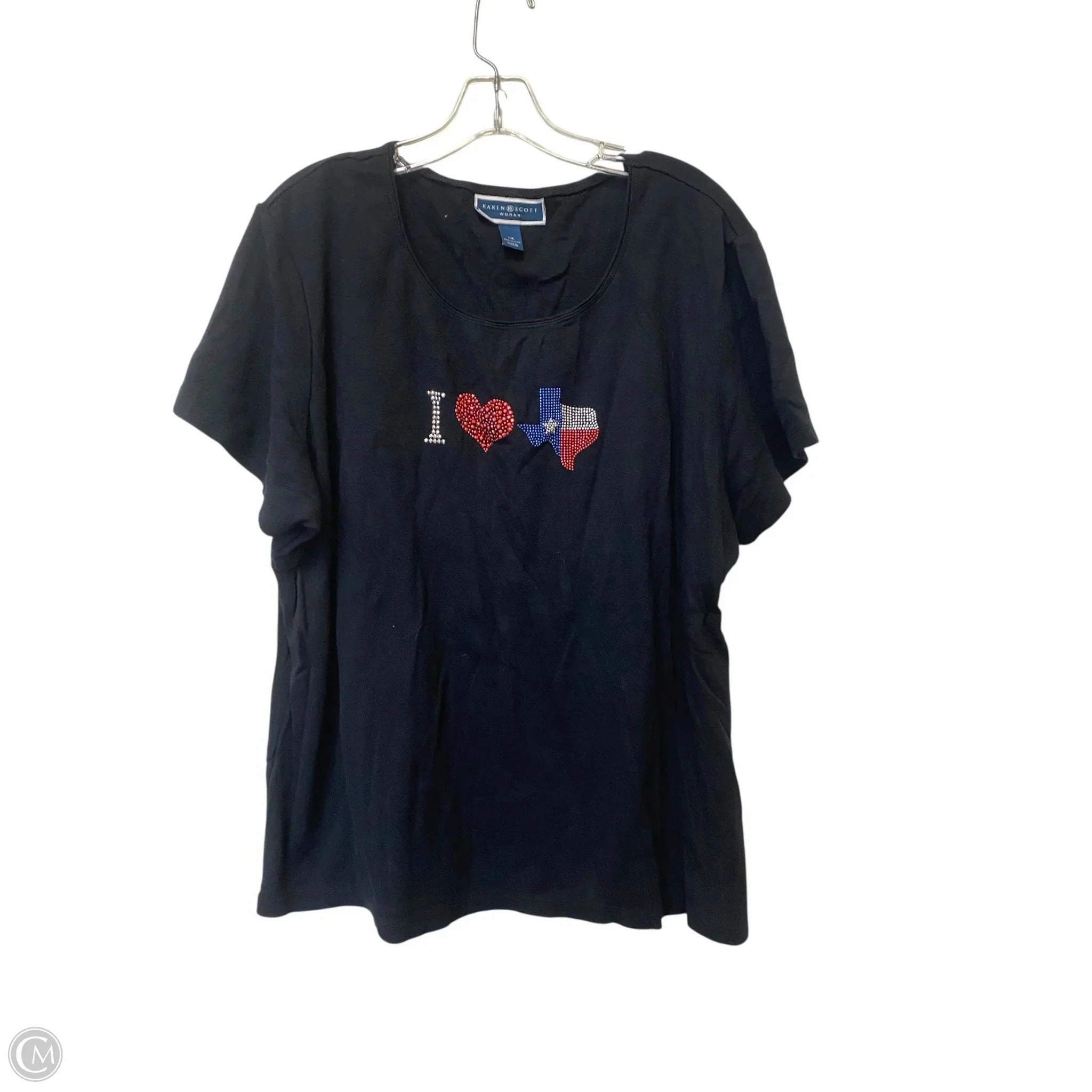 Top Short Sleeve By Karen Scott In Black, Size: 3x Sporty Vibe