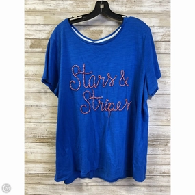 quick dry Luxury clothing Top Short Sleeve By Kim Rogers In Blue & Red & White, Size: 1x