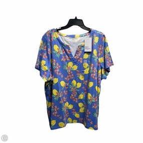 Timeless Fit Top Short Sleeve By Kim Rogers In Blue & Yellow, Size: 3x