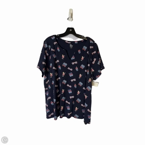 NonIrritatingTags Comfy Choice Top Short Sleeve By Kim Rogers In Navy, Size: 1x