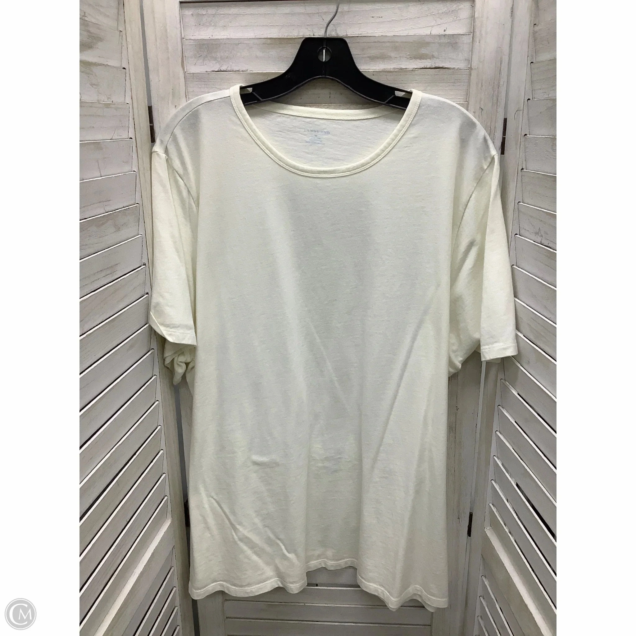 Classic Look Top Short Sleeve By Lands End In Ivory, Size: 3x