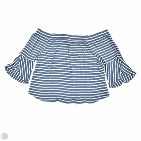 Top Short Sleeve By Lane Bryant In Blue & White, Size: 4x Spandex Enhanced Elasticity