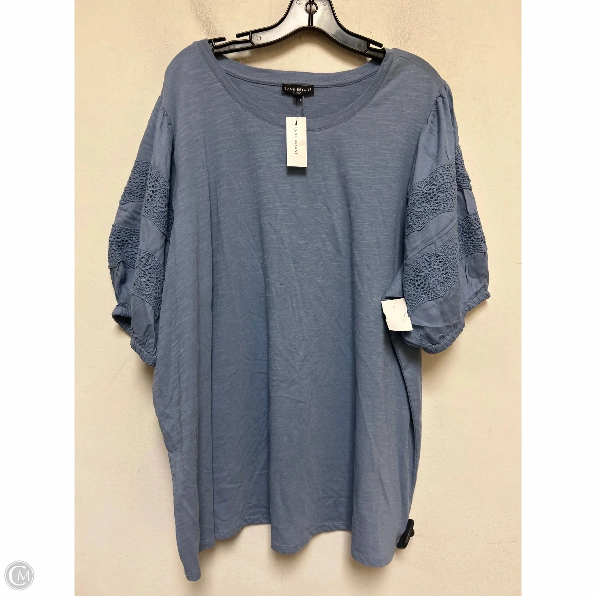 Top Short Sleeve By Lane Bryant In Blue, Size: 2x Water Based Ink Print